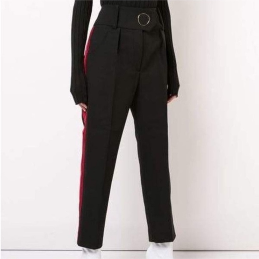 Petar Petrov Stylish Black Pants with Red Accents SZ 2/34